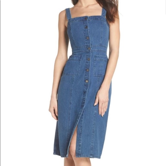 BB Dakota 4 Button Front Midi Denim Dress - Picture 2 of 6